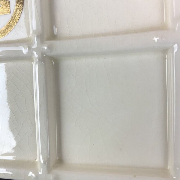 Bell Telephone Ceramic Trivet or Tic Tac Toe Board 1982 Beige Gold Logo Decor - Picture 5 of 5